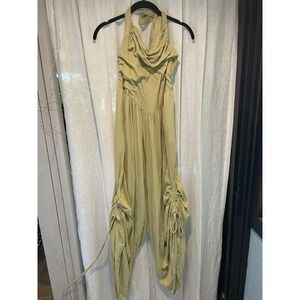 NWT Urban Outfitters Out From Under Green Halter Harem Jumpsuit Ruched Large